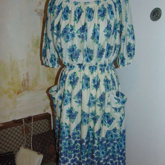 MNG by Mango Dress Womens Medium Tea Party Floral Lined Casual Mini Dress Blue - Picture 3 of 9